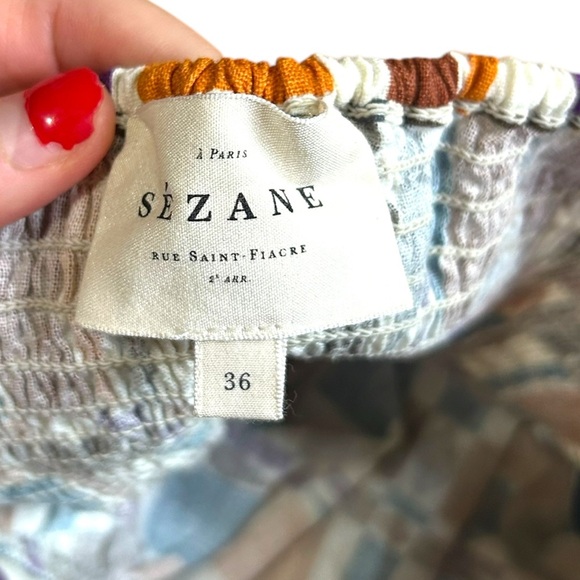 Sezane Bow Front Skirt Mini 70s Ditsies Size 36 US 4 Geometric Brown Orange NWOT - Picture 9 of 11